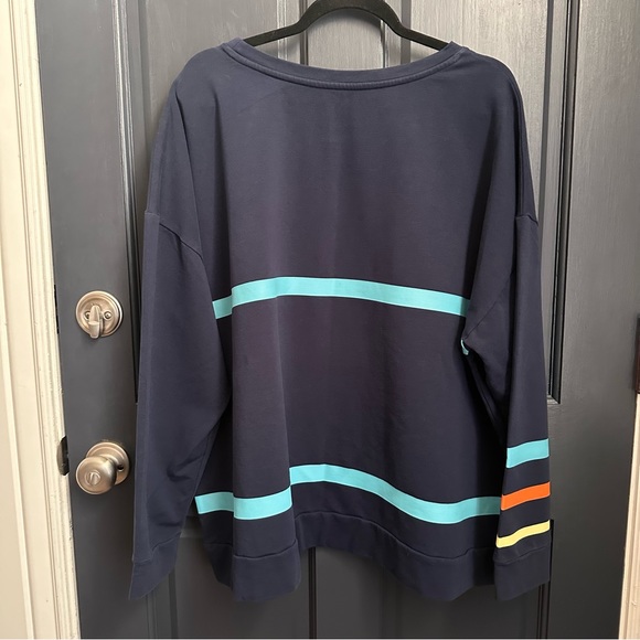Addison Bay Fairmont Stripe Baggy Navy Blue Sweatshirt, Size 2X 2XL Plus Size - Picture 2 of 4